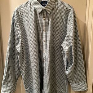 Stafford Men's Green Plaid Button-Down Shirt 18/18-1/2 34-35 Regular Fit